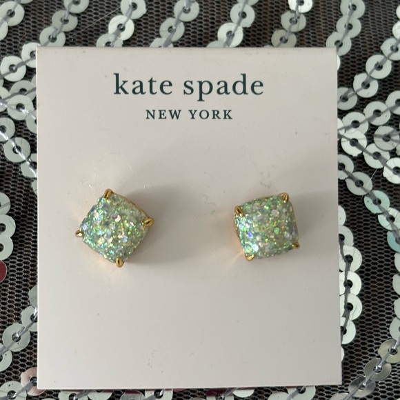 kate spade Jewelry - Kate Spade Green Glitter Stud Earrings